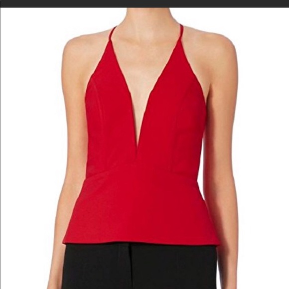 Michelle Mason Red Deep V Top - Picture 2 of 4